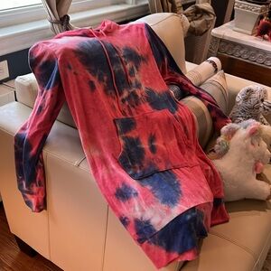 White Mark Colorful Tie Dye Hoodie Dress Sz L NEW